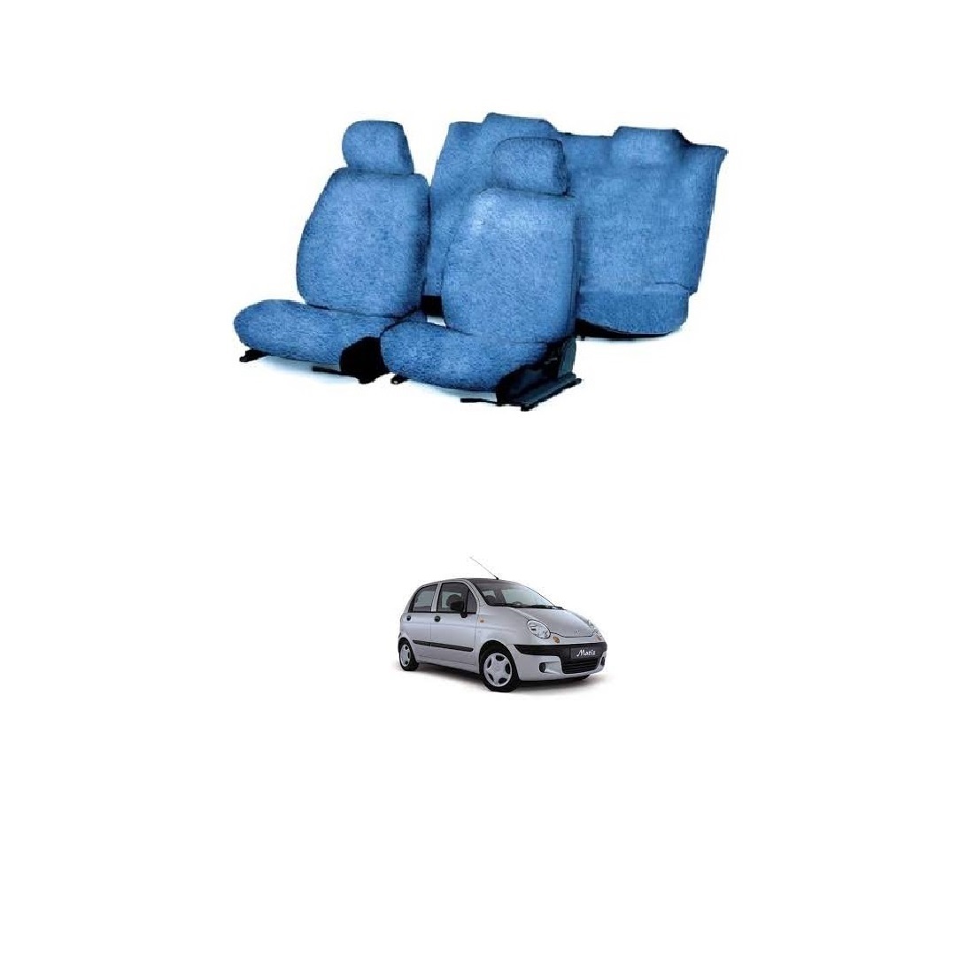 Cotton Towel Car Seat Cover for Daewoo Matiz (Blue)